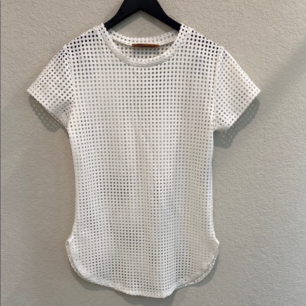 White Mesh Women Top missing size tag brand jasmine